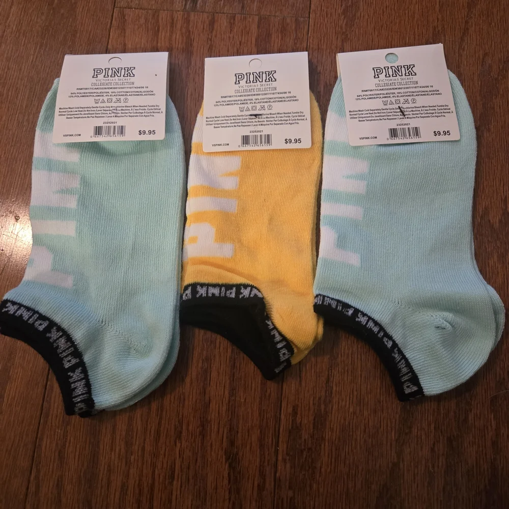 PINK Victoria's Secret Collegiate Collection - 2 Mint, 1 Yellow